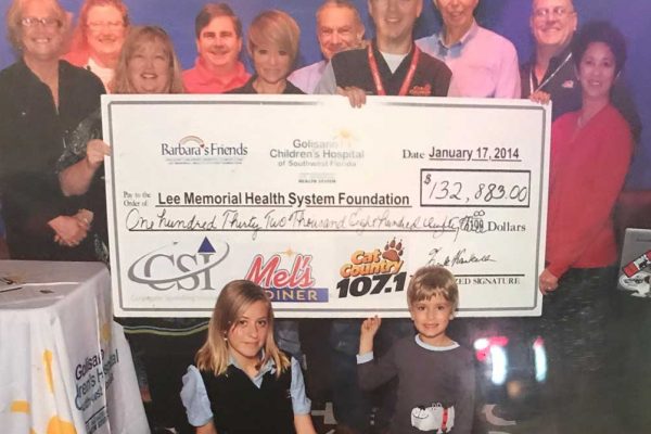 Donation to Golisano Children's Hospital from Mel's Diners Radiothon